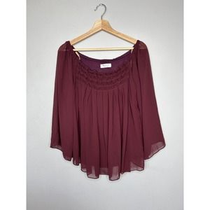 Bailey 44 Women Blouse Top Small Burgandy Long Sleeve Sheer Flowy